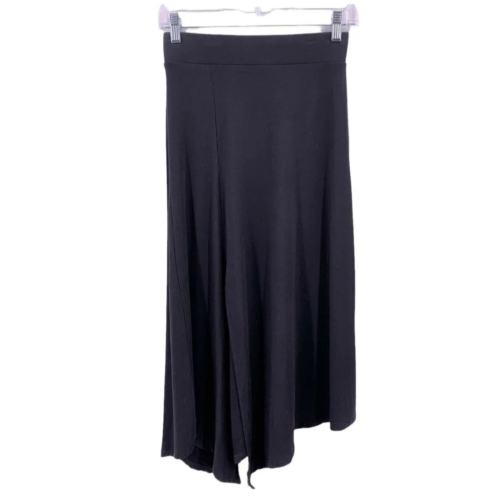 Margaret O'leary Black Jersey Asymmetrical Midi Skirt Size XS